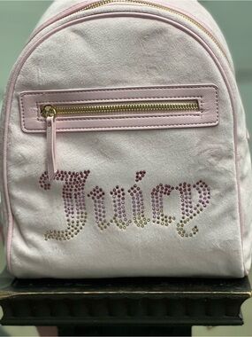 Juicy Couture Light Pink Big Spender Rhinestone Logo Backpack